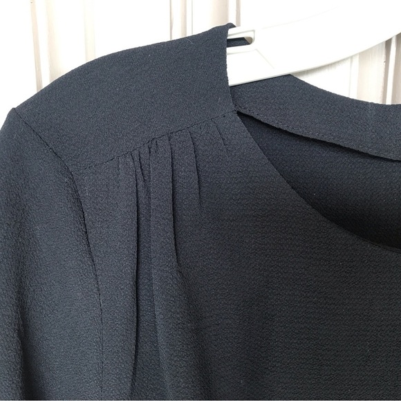 Unbranded Crepe Dress Black Wide Sleeve Flare Skirt Zip Back Sz12 - Picture 10 of 10